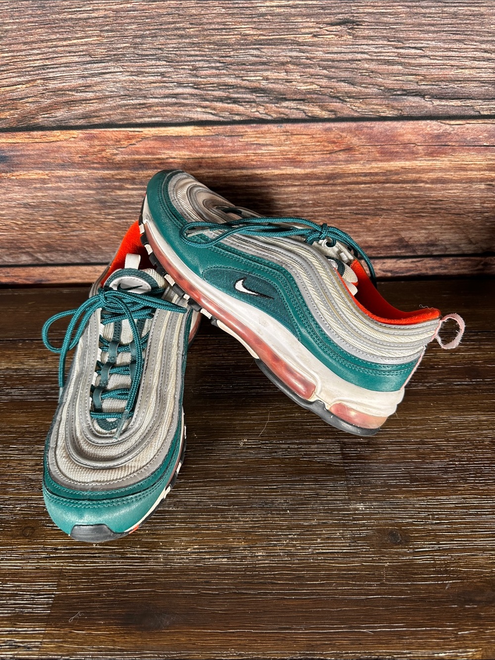 Nike Teal, Silver & Orange Air Max 97 Rainforest Sneakers